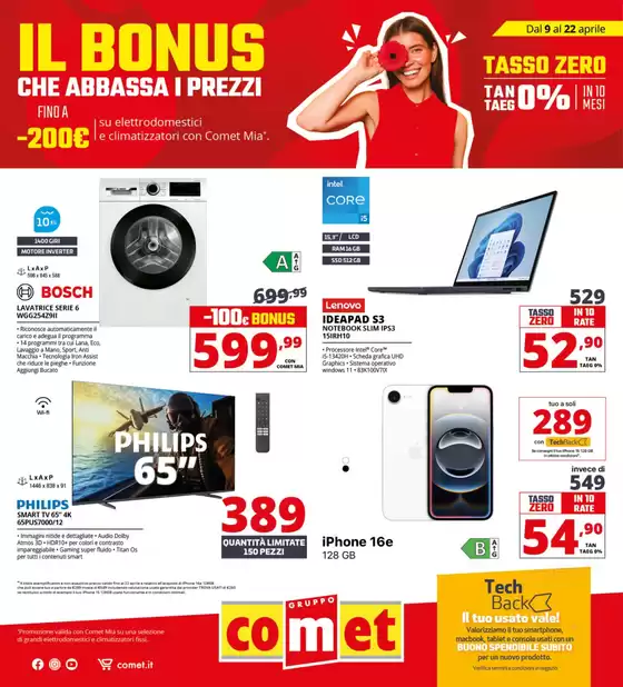 Volantino Comet | Il bonus che abbassa i prezzi | 2026-04-09T00:00:00.000Z - 2026-04-22T00:00:00.000Z