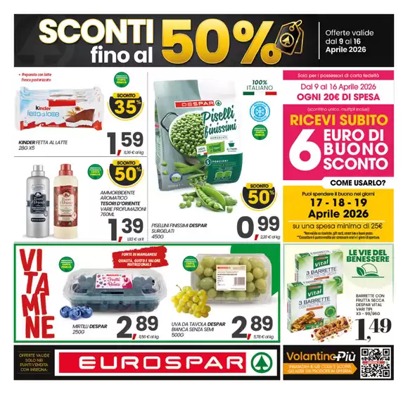 Volantino Eurospar | Sconti fino al 50% | 2026-04-09T00:00:00.000Z - 2026-04-16T00:00:00.000Z