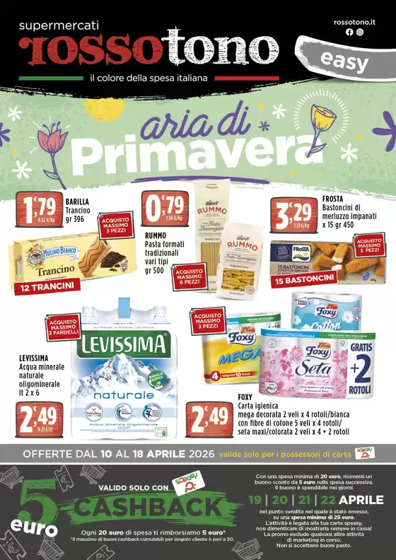 Volantino Supermercati Rossotono Easy | Aria di primavera | 2026-04-10T00:00:00.000Z - 2026-04-18T00:00:00.000Z