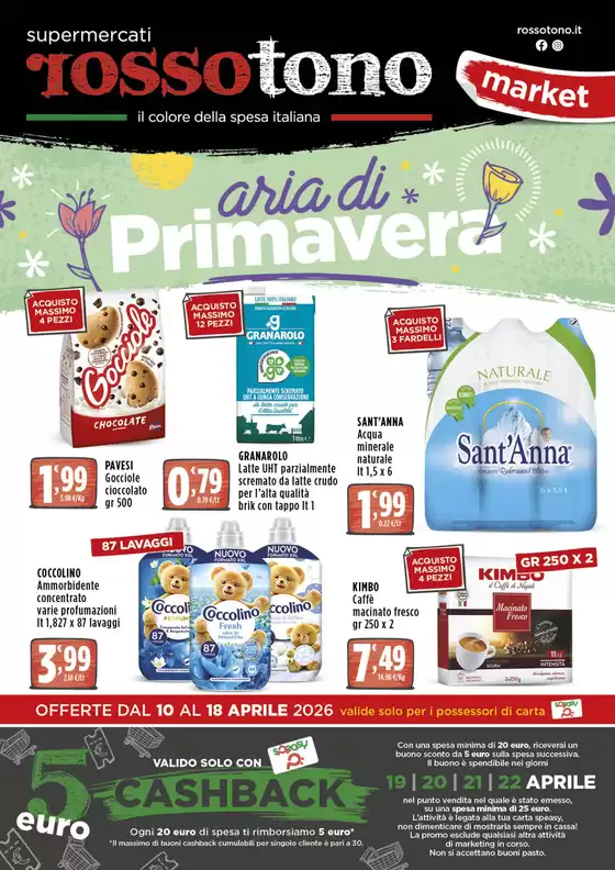 Volantino Supermercati Rossotono Market | Aria di primavera | 2026-04-10T00:00:00.000Z - 2026-04-18T00:00:00.000Z
