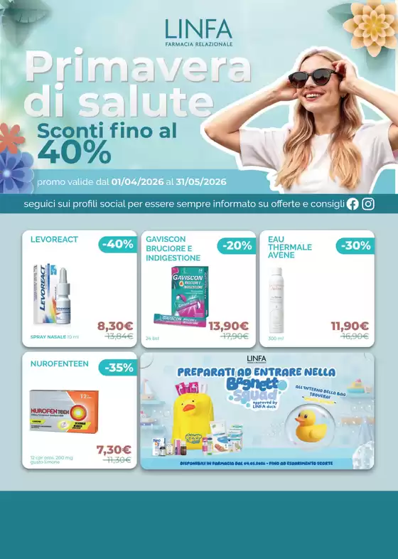 Volantino Linfa Farmacie | Primavera di salute | 2026-04-09T00:00:00.000Z - 2026-05-31T00:00:00.000Z