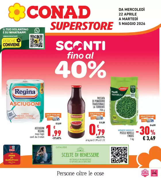 Volantino Conad Superstore | Sconti fino al 40% | 2026-04-22T00:00:00.000Z - 2026-05-05T00:00:00.000Z