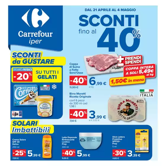 Volantino Carrefour Ipermercati | Sconti fino al 40% | 2026-04-21T00:00:00.000Z - 2026-05-04T00:00:00.000Z