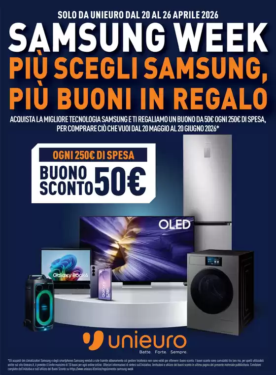 Volantino Unieuro a Arpaia | Samsung week da Unieuro! | 2026-04-20T00:00:00.000Z - 2026-04-26T00:00:00.000Z