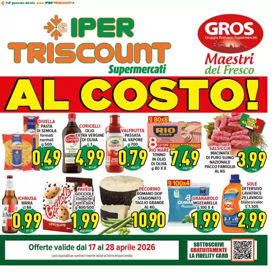 Volantino Iper Triscount | Al costo  | 2026-04-17T00:00:00.000Z - 2026-04-28T00:00:00.000Z