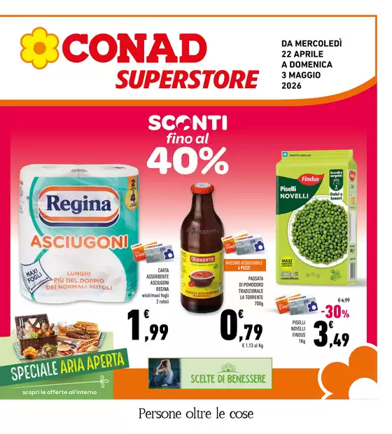 Volantino Conad Superstore | Sconti fino al 40%  | 2026-04-22T00:00:00.000Z - 2026-05-03T00:00:00.000Z