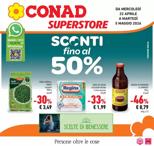 Volantino Conad Superstore a Garlenda | Sconti fino al 50% | 2026-04-22T00:00:00.000Z - 2026-05-05T00:00:00.000Z