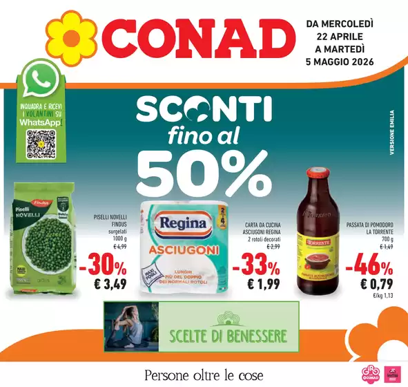 Volantino Conad | Sconti fino al 50% | 2026-04-22T00:00:00.000Z - 2026-05-05T00:00:00.000Z