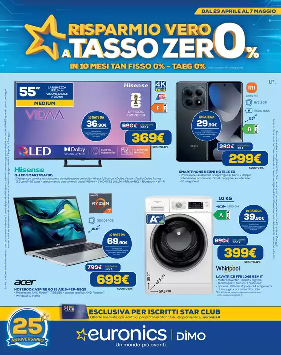 Volantino Euronics | Risparmio vero il tasso 0 | 2026-04-23T00:00:00.000Z - 2026-05-07T00:00:00.000Z