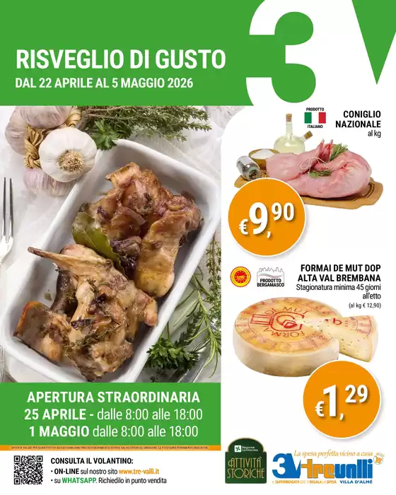Volantino Tre Valli Supermercato | RISVEGLIO DI GUSTO | 2026-04-22T00:00:00.000Z - 2026-05-05T00:00:00.000Z