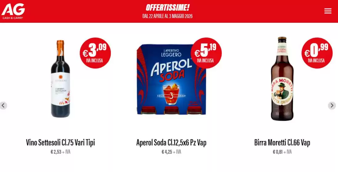 Volantino AG Cash and Carry | Offertissime | 2026-04-22T00:00:00.000Z - 2026-05-08T00:00:00.000Z