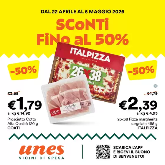Volantino Unes | Sconti fino al 50% | 2026-04-22T00:00:00.000Z - 2026-05-05T00:00:00.000Z