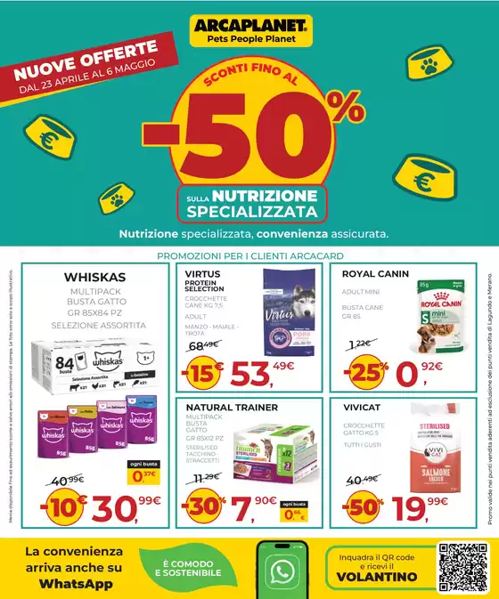Volantino Arcaplanet | -50% sulla nutrizione specializzata | 2026-04-09T00:00:00.000Z - 2026-05-06T00:00:00.000Z