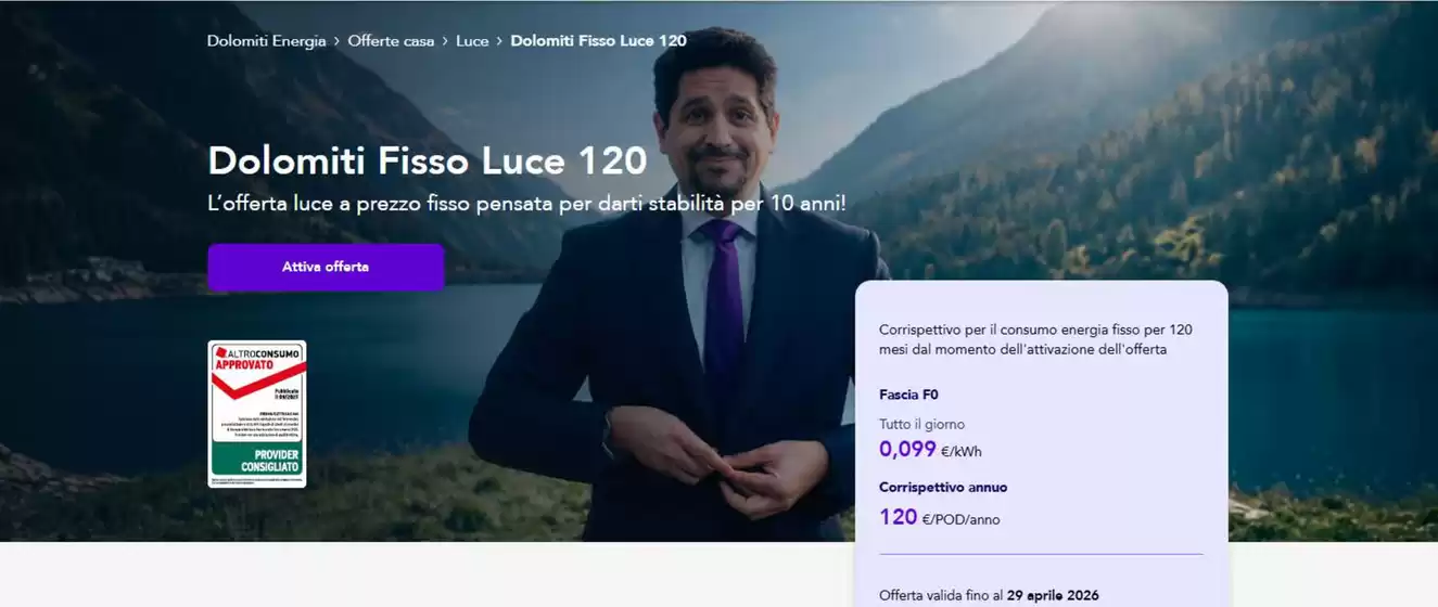 Volantino Dolomiti Energia a Montebello della Battaglia | Fisso Luce 120 | 2026-04-23T00:00:00.000Z - 2026-04-29T00:00:00.000Z