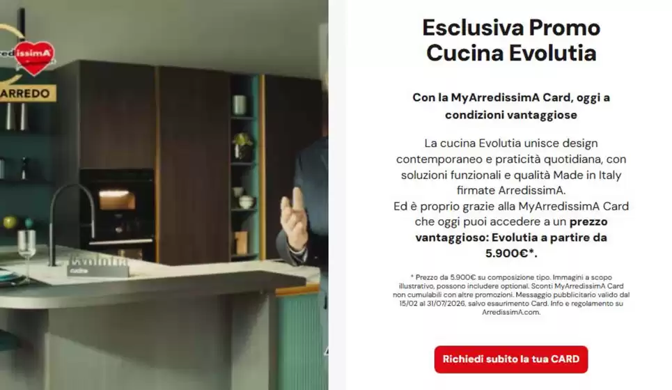 Volantino Arredissima | Esclusiva promo cucina evolutia | 2026-04-23T00:00:00.000Z - 2026-07-31T00:00:00.000Z