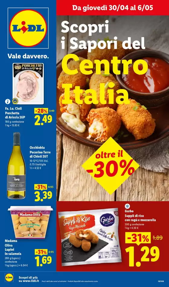 Volantino Lidl | Scopri i Sapori del Centro Italia | 2026-04-30T00:00:00.000Z - 2026-05-06T00:00:00.000Z