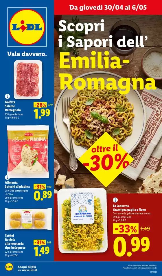 Volantino Lidl | Scopri i Sapori dell’ Emilia- Romagna | 2026-04-30T00:00:00.000Z - 2026-05-06T00:00:00.000Z