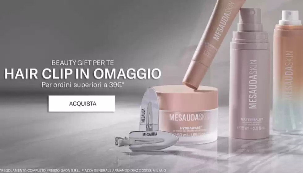 Volantino Mesauda a Formello | Hair clip in omaggio | 2026-04-24T00:00:00.000Z - 2026-04-30T00:00:00.000Z