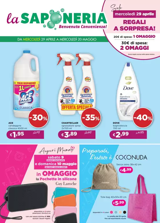Volantino La Saponeria | Benvenuta convenienza! | 2026-04-29T00:00:00.000Z - 2026-05-20T00:00:00.000Z