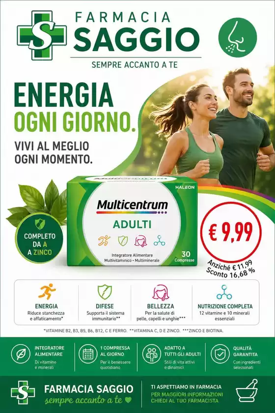 Volantino Farmacia Saggio | Energia ogni giorno | 2026-04-28T00:00:00.000Z - 2026-04-30T00:00:00.000Z