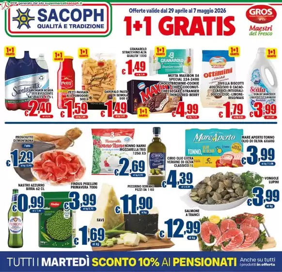 Volantino Sacoph a Malgrate | 1+1 gratis | 2026-04-29T00:00:00.000Z - 2026-05-07T00:00:00.000Z