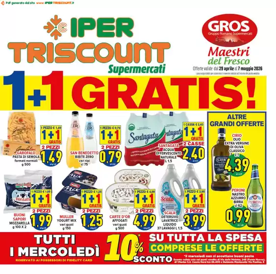 Volantino Iper Triscount | 1+1 gratis | 2026-04-29T00:00:00.000Z - 2026-05-07T00:00:00.000Z