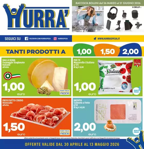 Volantino Hurrà Discount a Rocca d'Arce | Tanti prodotti a 1,00 1,50 2,00 | 2026-04-30T00:00:00.000Z - 2026-05-13T00:00:00.000Z