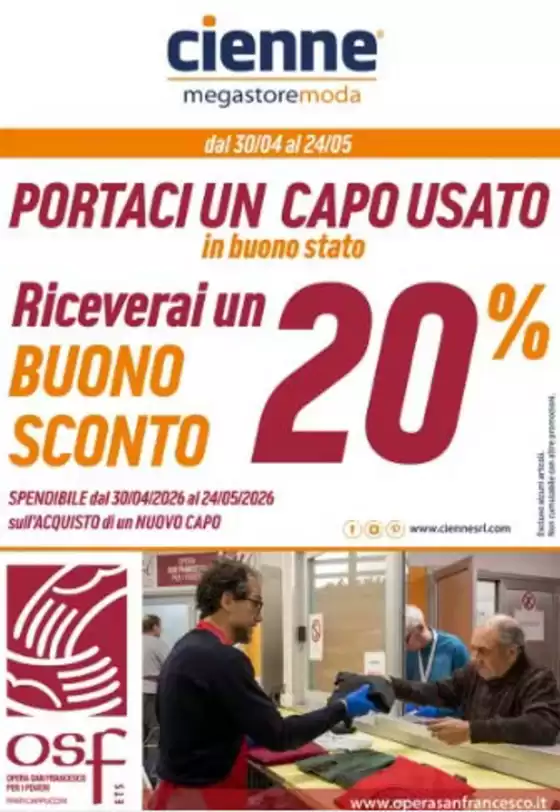 Volantino Cienne Megastore Moda | Buono Sconto | 2026-05-04T00:00:00.000Z - 2026-05-24T00:00:00.000Z