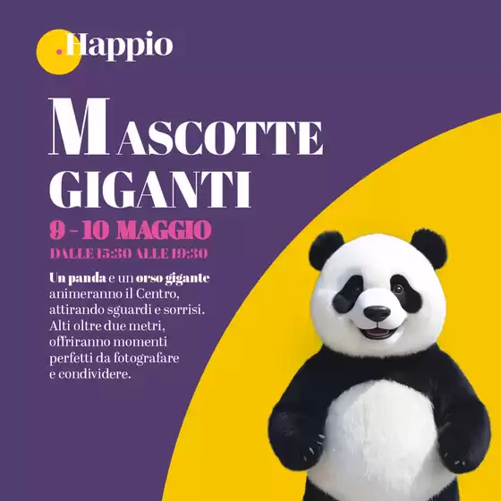 Volantino Centro Commerciale Happio | Mascotte giganti | 2026-05-09T00:00:00.000Z - 2026-05-10T00:00:00.000Z