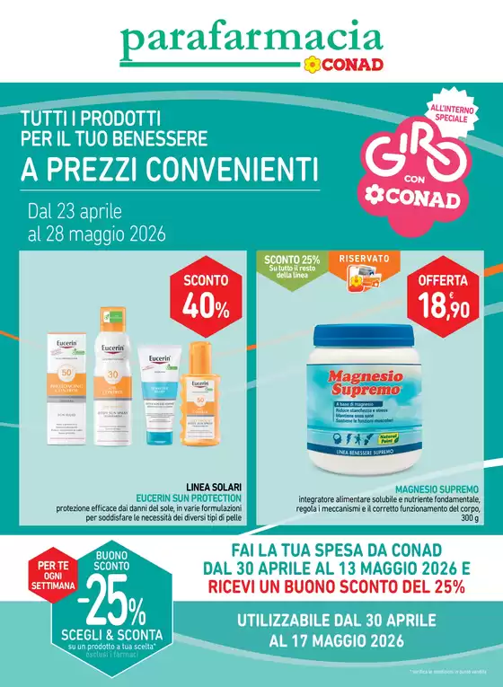 Volantino Parafarmacia Conad | Tutti i prodotti per il tuo benessere a prezzi convenienti | 2026-04-23T00:00:00.000Z - 2026-05-28T00:00:00.000Z