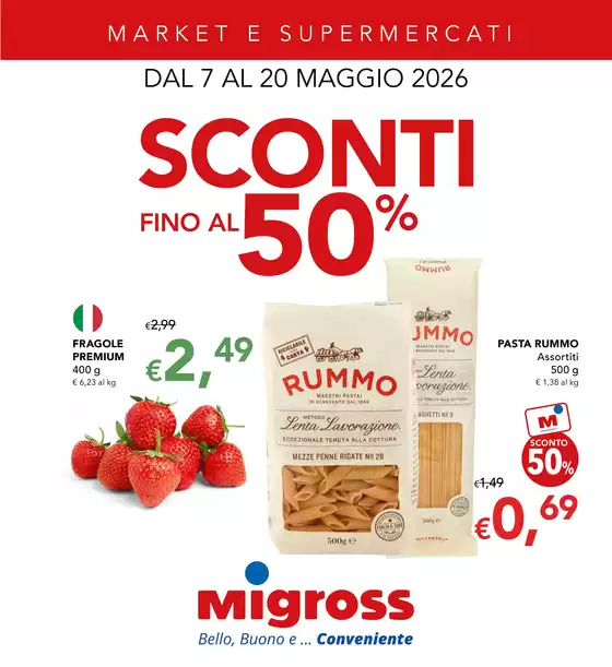 Volantino Migross Supermercati & Market | Sconti fino al 50% | 2026-05-07T00:00:00.000Z - 2026-05-20T00:00:00.000Z
