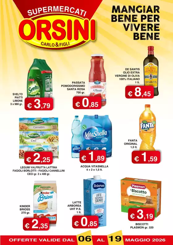 Volantino Orsini Market | Mangiar bene per vivere bene | 2026-05-06T00:00:00.000Z - 2026-05-19T00:00:00.000Z