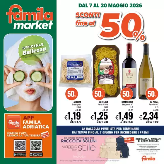 Volantino Famila Market | Sconti fino al 50% | 2026-05-07T00:00:00.000Z - 2026-05-20T00:00:00.000Z
