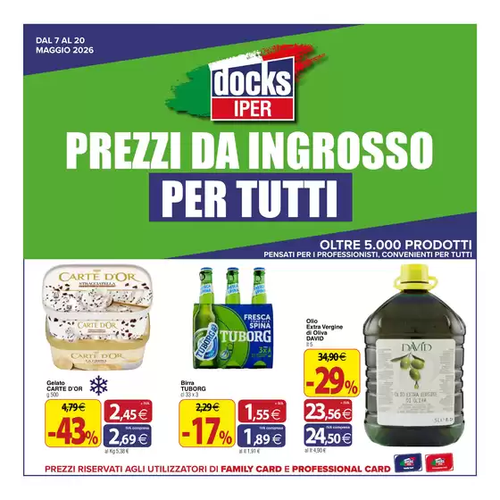 Volantino Docks Iper | Prezzi da ingrosso per tutti | 2026-05-07T00:00:00.000Z - 2026-05-20T00:00:00.000Z