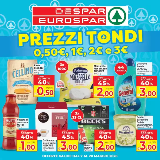 Volantino Eurospar | Prezzi tondi 0,50 euro, 1 euro, 2 euro e 3 euro | 2026-05-07T00:00:00.000Z - 2026-05-20T00:00:00.000Z