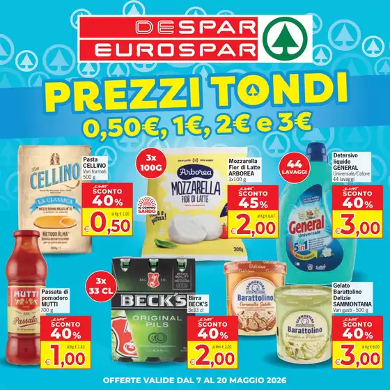 Volantino Despar | Prezzi tondi 0,50 euro, 1 euro, 2 euro, 3 euro | 2026-05-07T00:00:00.000Z - 2026-05-20T00:00:00.000Z