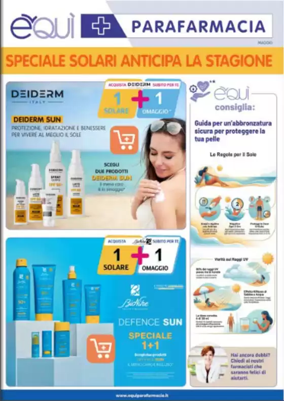 Volantino É Qui Parafarmacie | Speciale solari anticipa la stagione Maggio | 2026-05-07T00:00:00.000Z - 2026-06-04T00:00:00.000Z