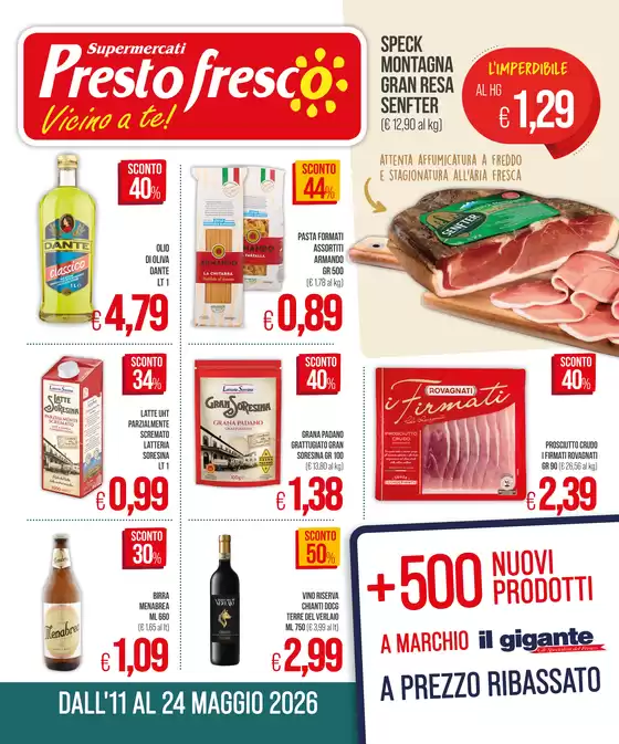 Volantino Prestofresco a Curcuris | Vicino a te! | 2026-05-11T00:00:00.000Z - 2026-05-24T00:00:00.000Z
