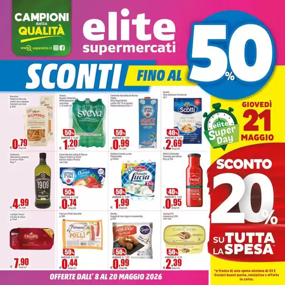 Volantino Elite | Sconti fino al 50% | 2026-05-08T00:00:00.000Z - 2026-05-20T00:00:00.000Z