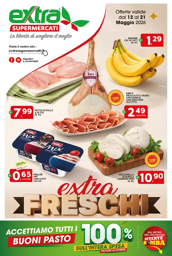 Volantino Extra Supermercati a Cavaso del Tomba | Extra freschi | 2026-05-12T00:00:00.000Z - 2026-05-21T00:00:00.000Z