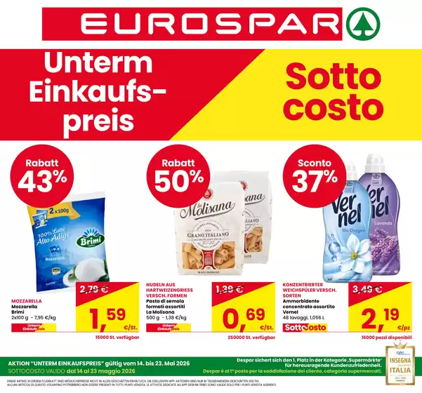 Volantino Eurospar | Sottocosto | 2026-05-14T00:00:00.000Z - 2026-05-23T00:00:00.000Z