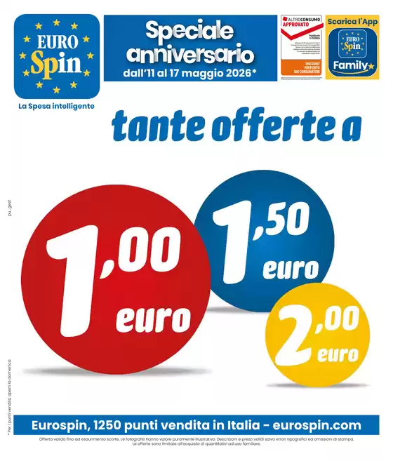 Volantino Eurospin | Tante offerte a 1.00 1.50 2.00 euro | 2026-05-11T00:00:00.000Z - 2026-05-17T00:00:00.000Z