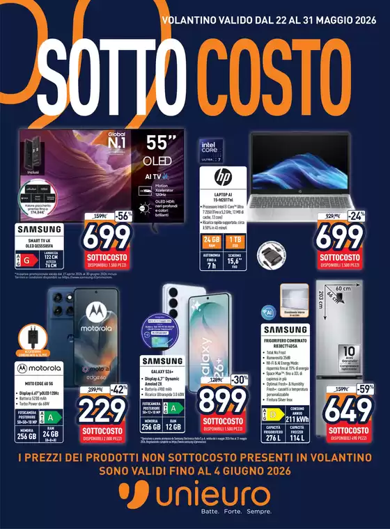 Volantino Unieuro a Santo Stefano di Cadore | SOTTOCOSTO da Unieuro! | 2026-05-22T00:00:00.000Z - 2026-05-31T00:00:00.000Z