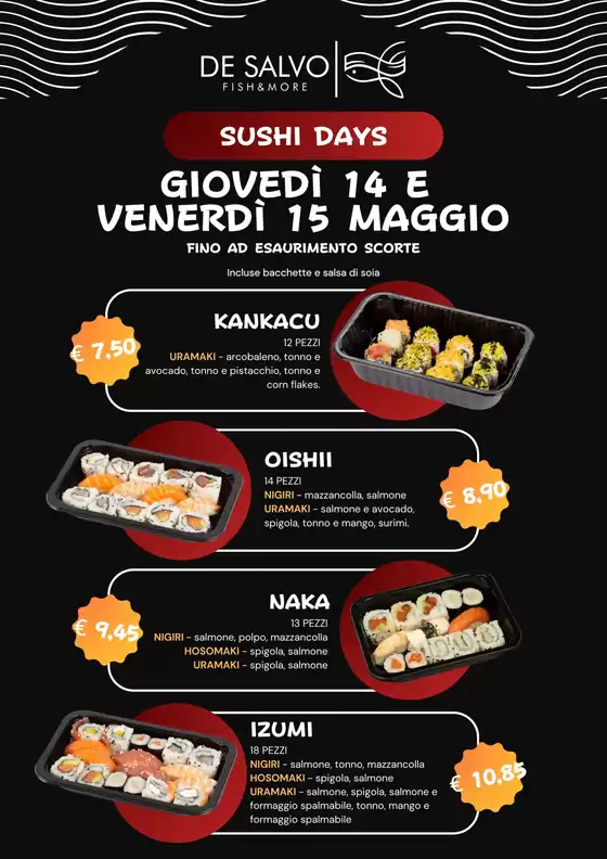 Volantino Pescheria De Salvo | Sushi days | 2026-05-14T00:00:00.000Z - 2026-05-15T00:00:00.000Z