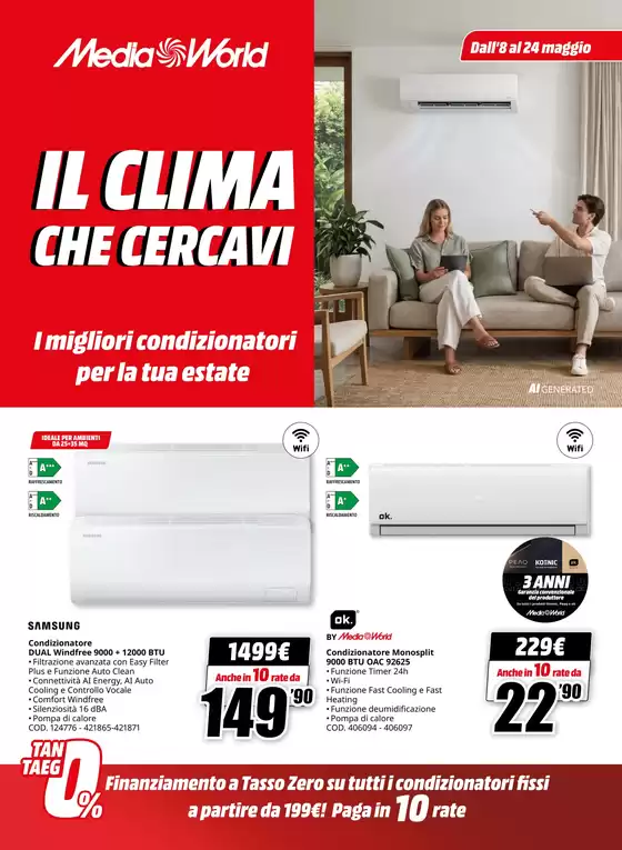 Volantino MediaWorld a Torre A Mare | Il clima che cercavi | 2026-05-08T00:00:00.000Z - 2026-05-24T00:00:00.000Z