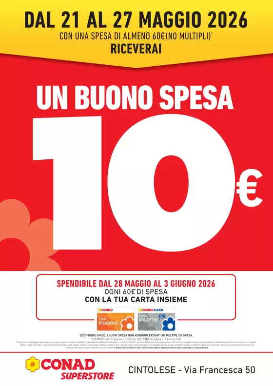 Volantino Conad Superstore | BUONO SPESA 10€ | 2026-05-21T00:00:00.000Z - 2026-05-27T00:00:00.000Z