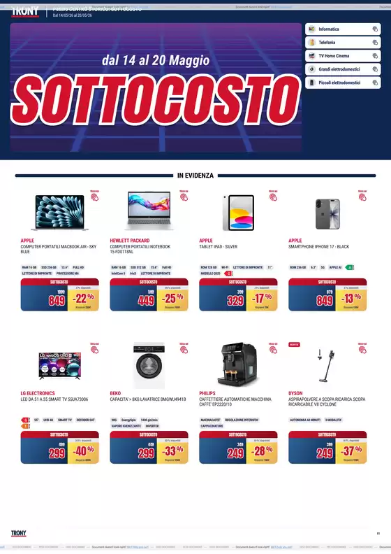 Volantino Trony | Sottocosto | 2026-05-14T00:00:00.000Z - 2026-05-20T00:00:00.000Z