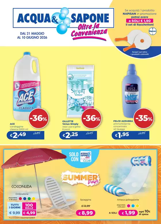 Volantino Acqua & Sapone | Dal 21 maggio al 10 giugno 2026 | 2026-05-21T00:00:00.000Z - 2026-06-21T00:00:00.000Z
