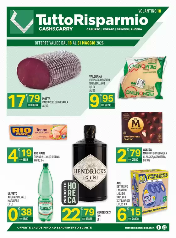 Volantino Tutto Risparmio Cash&Carry | Offerte dal 18 al 31 Maggio 2026 | 2026-05-18T00:00:00.000Z - 2026-05-31T00:00:00.000Z