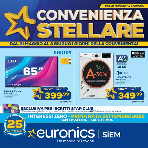Volantino Euronics | Convenienza stellare | 2026-05-21T00:00:00.000Z - 2026-06-03T00:00:00.000Z